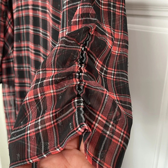 Torrid Chiffon Lurex Ruched Sleeve Blouse size 3 3x - Picture 5 of 12